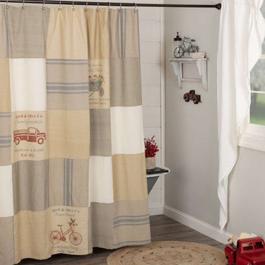 Farmer's Market Stenciled Patchwork Shower Curtain 72